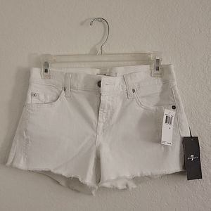 7 for All Mankind Denim Cutoff Shorts - White